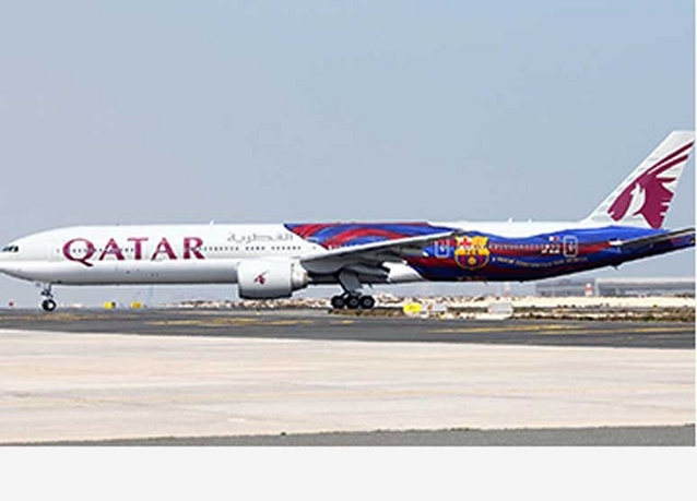PHOTOS: Qatar Airways features Barcelona FC livery on B777 ...