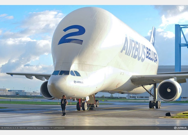 The Airbus Beluga (also known as the A300-600ST Super Transporter) is celebrating the 20th anniversary of its first flight in September. The five-aircraft fleet of Belugas – operated by the Airbus Transport International (ATI) subsidiary – transports components such as fuselage sections, wings and tails for Airbus' single-aisle A320 and widebody A330 Families, along with elements for the next-generation A350 XWB jetliner. Image credit: Airbus IN PHOTOS: Airbus' strangest looking plane turns 20