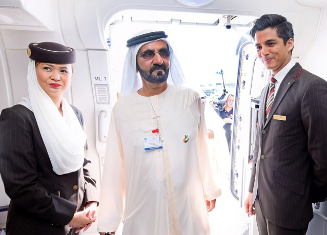 Photos Hh Sheikh Mohammed Visits Emirates A380 At Airshow
