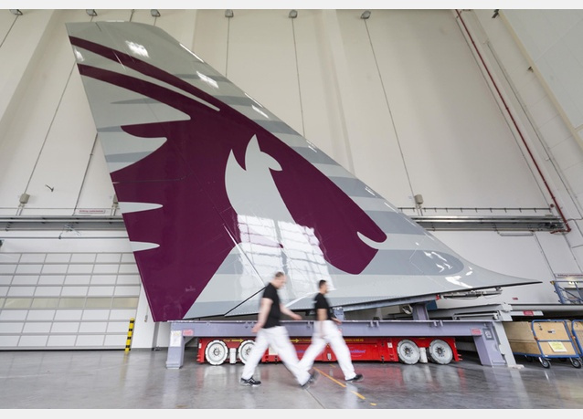 Photo Qatar Airways A380 Tail Logo Airlines Aviation Business Middle East