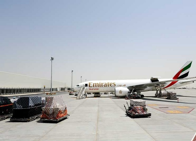 Emirates SkyCargo’s freighter fleet officially started operating from its new cargo terminal at Dubai World Central’s (DWC) Al Maktoum International Airport on May 1. The start of operations was marked by the early morning arrival of an Emirates SkyCargo Boeing 777 Freighter from London Heathrow, carrying a full load of more than 100 tonnes of cargo. The load of cargo included vehicles, ship spares, pharmaceuticals, oilfield equipment and an aircraft engine, some of which are for distribution in the UAE., while other cargo will be carried onward by Emirates passenger aircraft at Dubai International Airport (DXB) to various markets around Emirates’ network, such as South Africa, China, India and South Korea. IN PHOTOS: Emirates SkyCargo launches operations at DWC