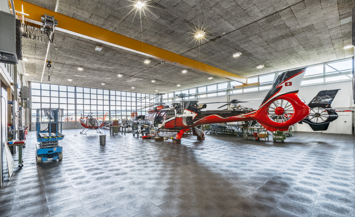 Within the 650-square-metre hangar, ZGS deployed its TECTON C industrial luminaire that provided higher levels of illumination at a reduced cost in power. Within the 650-square-metre hangar, ZGS deployed its TECTON C industrial luminaire that provided higher levels of illumination at a reduced cost in power.