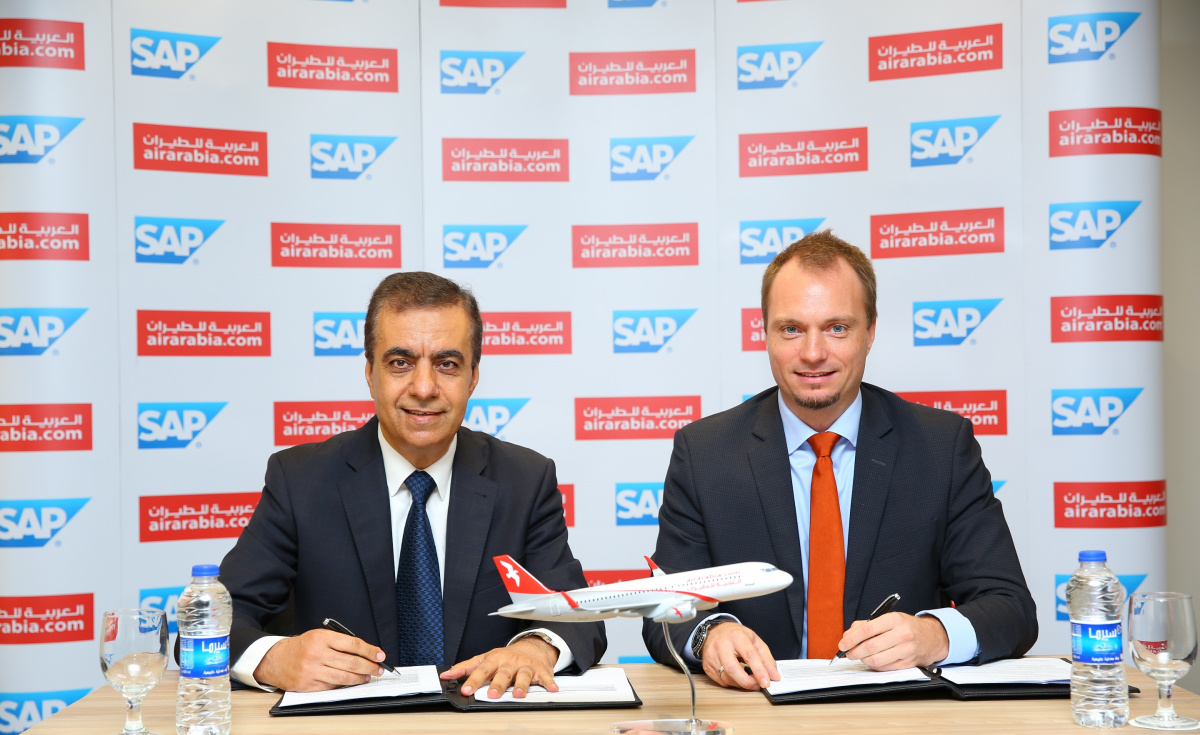 (L-R): Adel Al Ali, group chief executive officer, Air Arabia, and Julien Bertin, managing director at SAP. (L-R): Adel Al Ali, group chief executive officer, Air Arabia, and Julien Bertin, managing director at SAP.