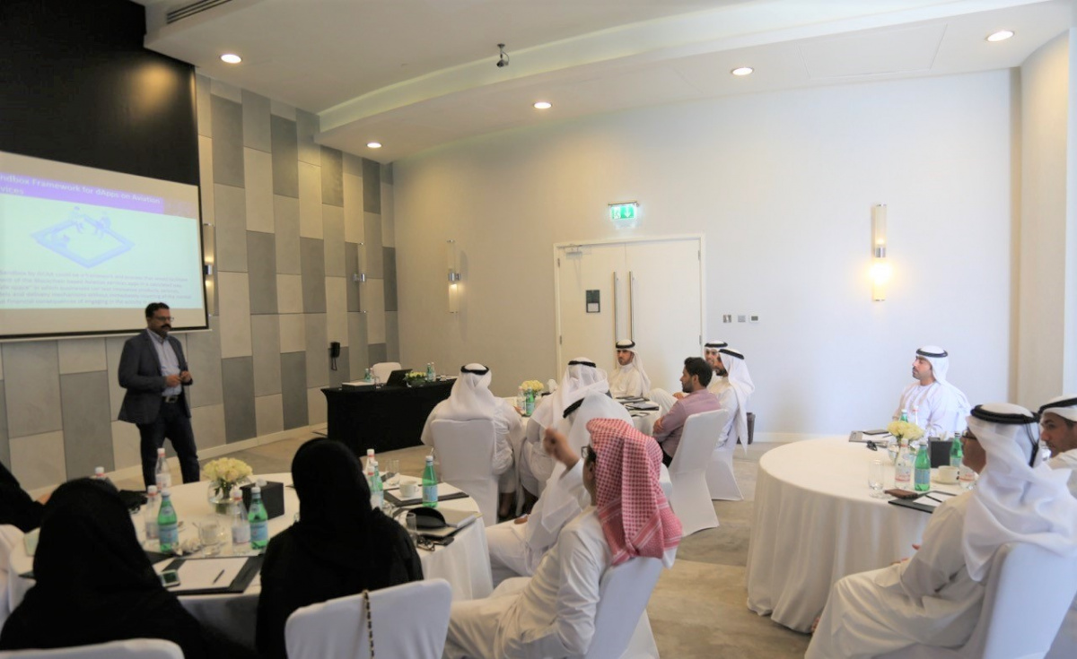 Highlighting the possible applications, along with best use cases, value propositions and adoption strategies, the workshop was attended by 18 decision makers from the GCAA, which included HE Sheikh Saif Mohammed Al Suwaidi, Director General of the GCAA. Highlighting the possible applications, along with best use cases, value propositions and adoption strategies, the workshop was attended by 18 decision makers from the GCAA, which included HE Sheikh Saif Mohammed Al Suwaidi, Director General of the GCAA.