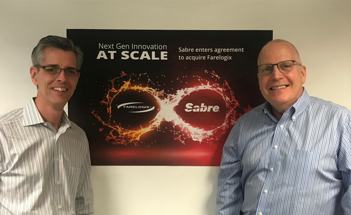 (L-R): Dave Shirk, president of Sabre Travel Solutions and Jim Davidson, CEO of Farelogix. (L-R): Dave Shirk, president of Sabre Travel Solutions and Jim Davidson, CEO of Farelogix.
