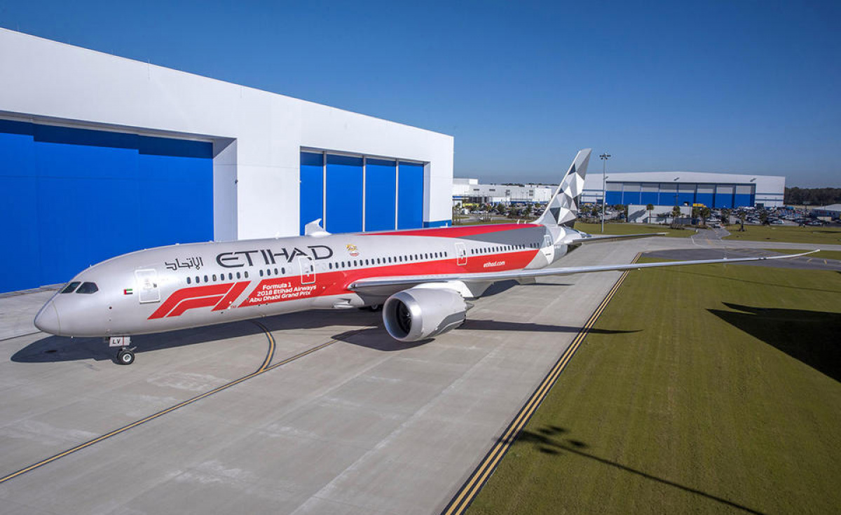 The design was painted on a Boeing 787-9 at the Boeing facility in Charleston, South Carolina. The design was painted on a Boeing 787-9 at the Boeing facility in Charleston, South Carolina.