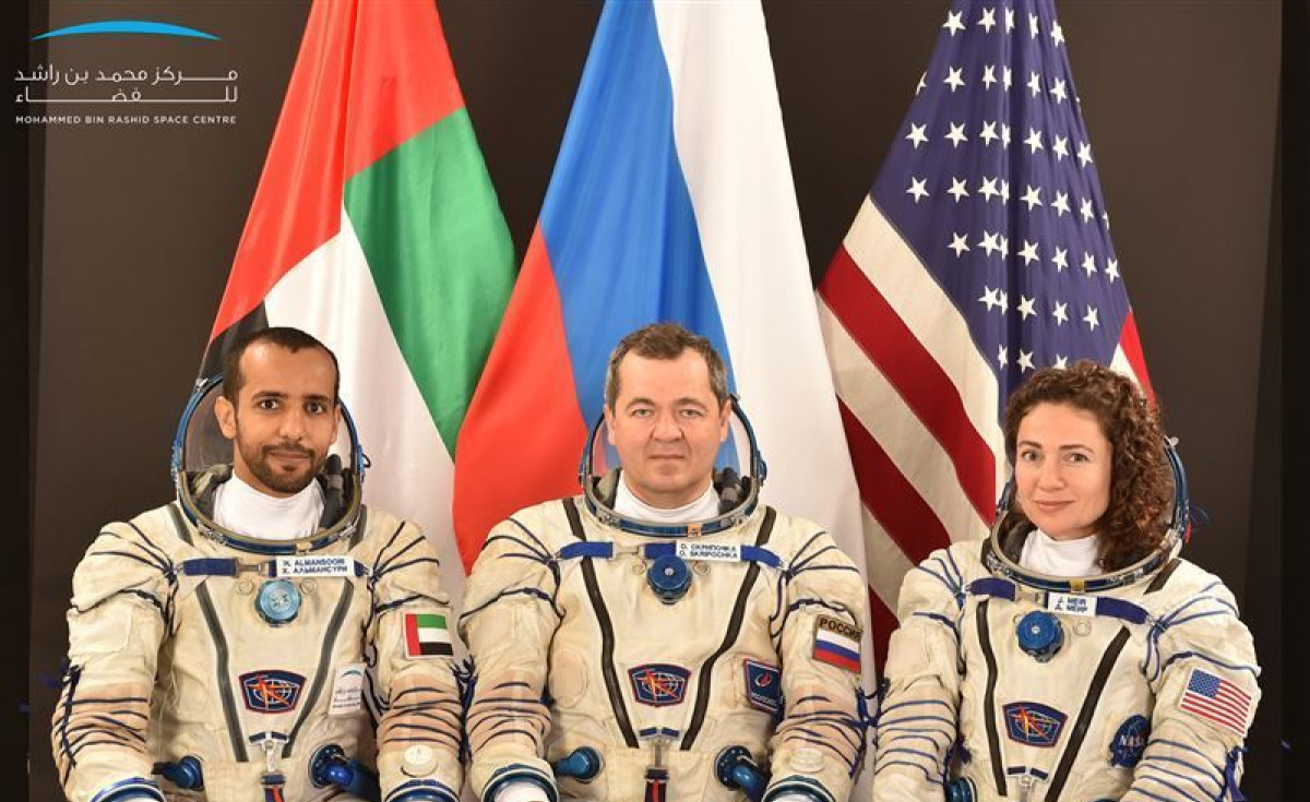 With less than 100 days to go, Hazzaa Al Mansoori is training with the mission's main crew, alongside Roscosmos commander Oleg Skripochka, and the American NASA astronaut, Jessica Meir. With less than 100 days to go, Hazzaa Al Mansoori is training with the mission's main crew, alongside Roscosmos commander Oleg Skripochka, and the American NASA astronaut, Jessica Meir.