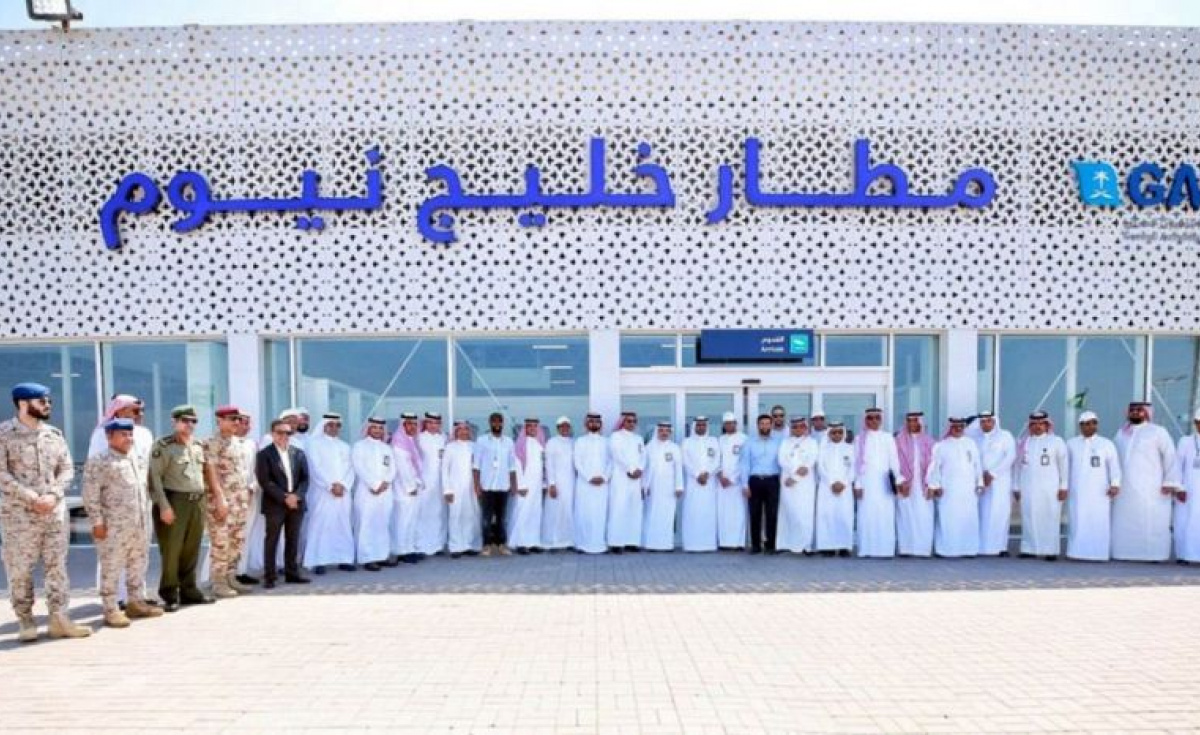 The flight – SV 2030 – flew to Neom Bay Airport, which was inaugurated last week by Abdulhadi Bin Ahmed Al-Mansouri, the chairman of Saudi Arabia’s General Authority of Civil Aviation (GACA), Saudia Director General Saleh Al-Jasser and NEOM CEO Nazmi Al-Nasr. The flight – SV 2030 – flew to Neom Bay Airport, which was inaugurated last week by Abdulhadi Bin Ahmed Al-Mansouri, the chairman of Saudi Arabia’s General Authority of Civil Aviation (GACA), Saudia Director General Saleh Al-Jasser and NEOM CEO Nazmi Al-Nasr.