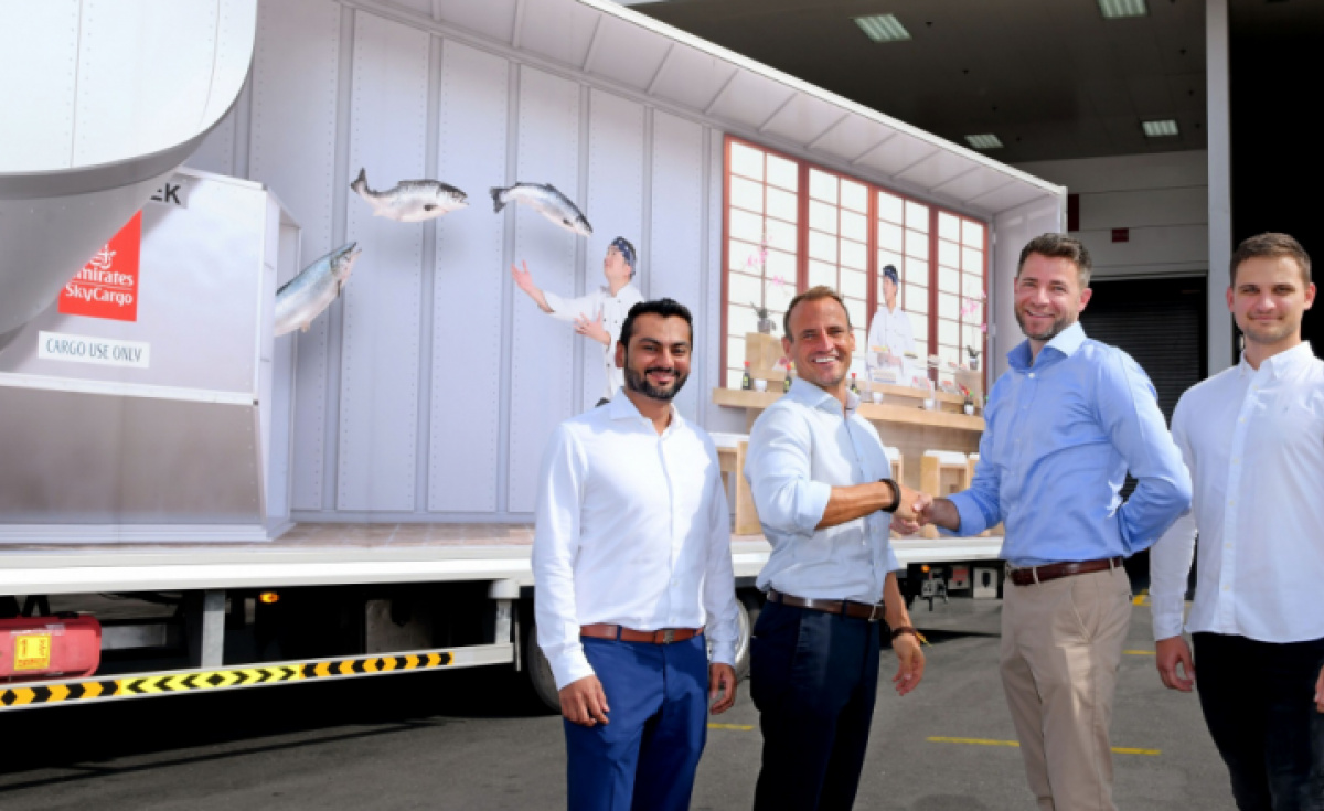 Sayed Harris, cargo manager, Emirates SkyCargo; Sean Dennis, CEO and co-Founderf Seafood Souq; Dennis Lister, VP cargo commercial development, Emirates SkyCargo and Dennis Konoplev, COO and co-founder, Seafood Souq. Sayed Harris, cargo manager, Emirates SkyCargo; Sean Dennis, CEO and co-Founderf Seafood Souq; Dennis Lister, VP cargo commercial development, Emirates SkyCargo and Dennis Konoplev, COO and co-founder, Seafood Souq.