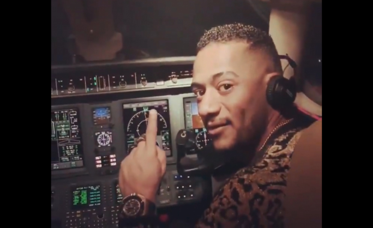 Celebrity Mohamed Ramadan posted a video of himself sitting at the controls of a private jet on a flight to Saudi Arabia. Celebrity Mohamed Ramadan posted a video of himself sitting at the controls of a private jet on a flight to Saudi Arabia.