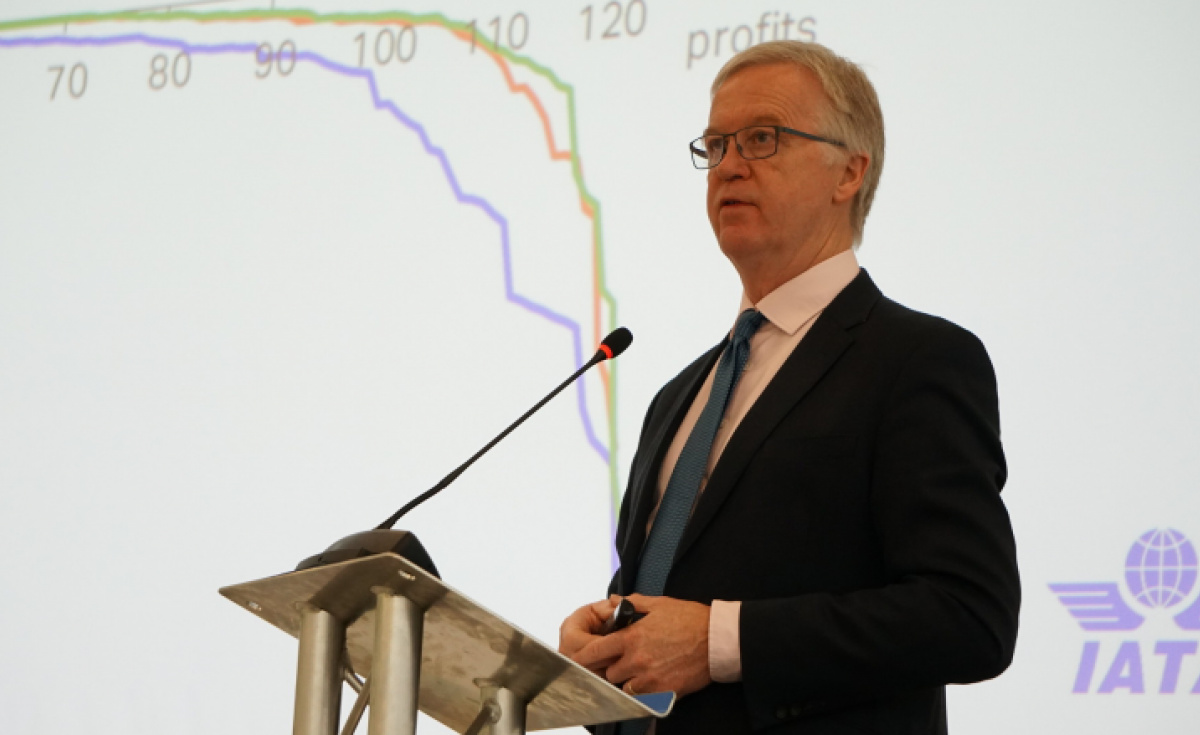 Brian Pearce, chief economist, IATA, addressed reporters in Geneva. Brian Pearce, chief economist, IATA, addressed reporters in Geneva.