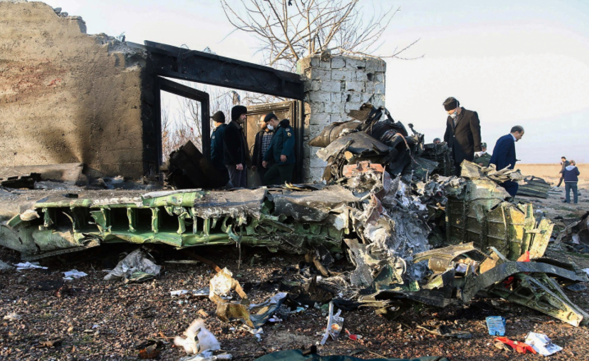 Image from social media showing wreckage of Ukraine International Airlines flight 752. Image from social media showing wreckage of Ukraine International Airlines flight 752.