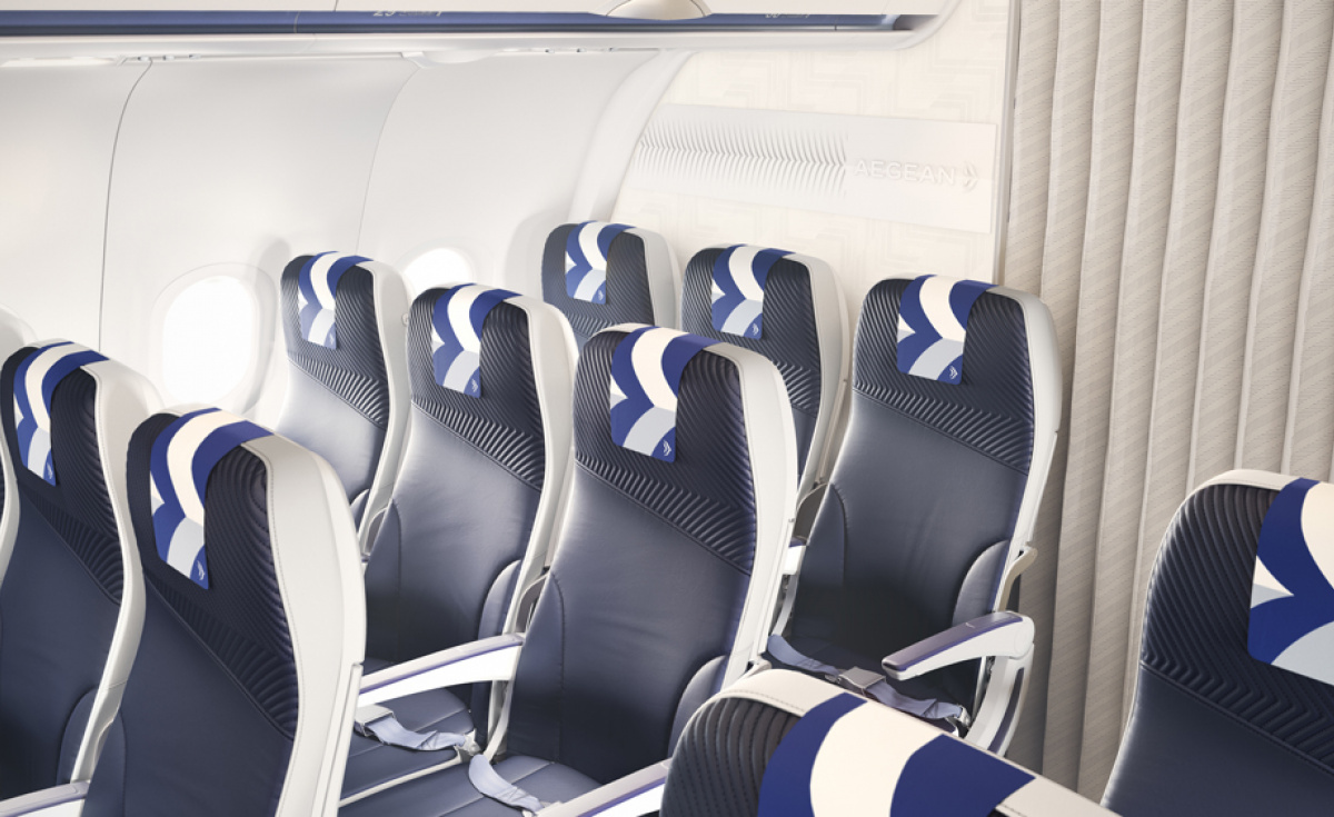 Aegean, Priestmangoode, Aircraft interior, Cabin interior Aegean, Priestmangoode, Aircraft interior, Cabin interior